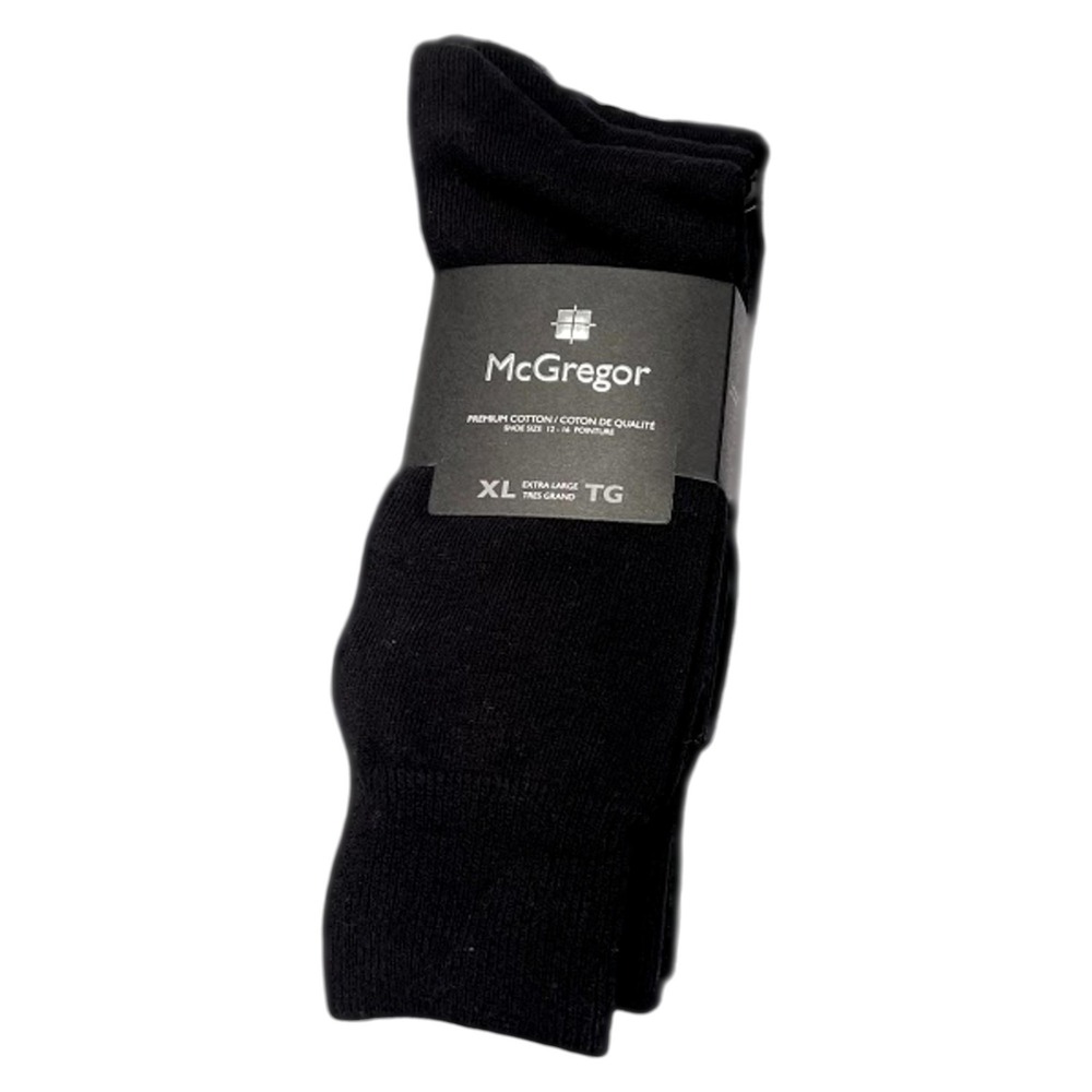 McGregor King Size Socks Black 3 PAIRS Sz 12 14 16 High Quality Cotton BIG Men